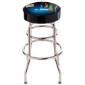 Double Ring Swivel Bar Stool w/ Chrome Frame and Custom Logo on Seat Top